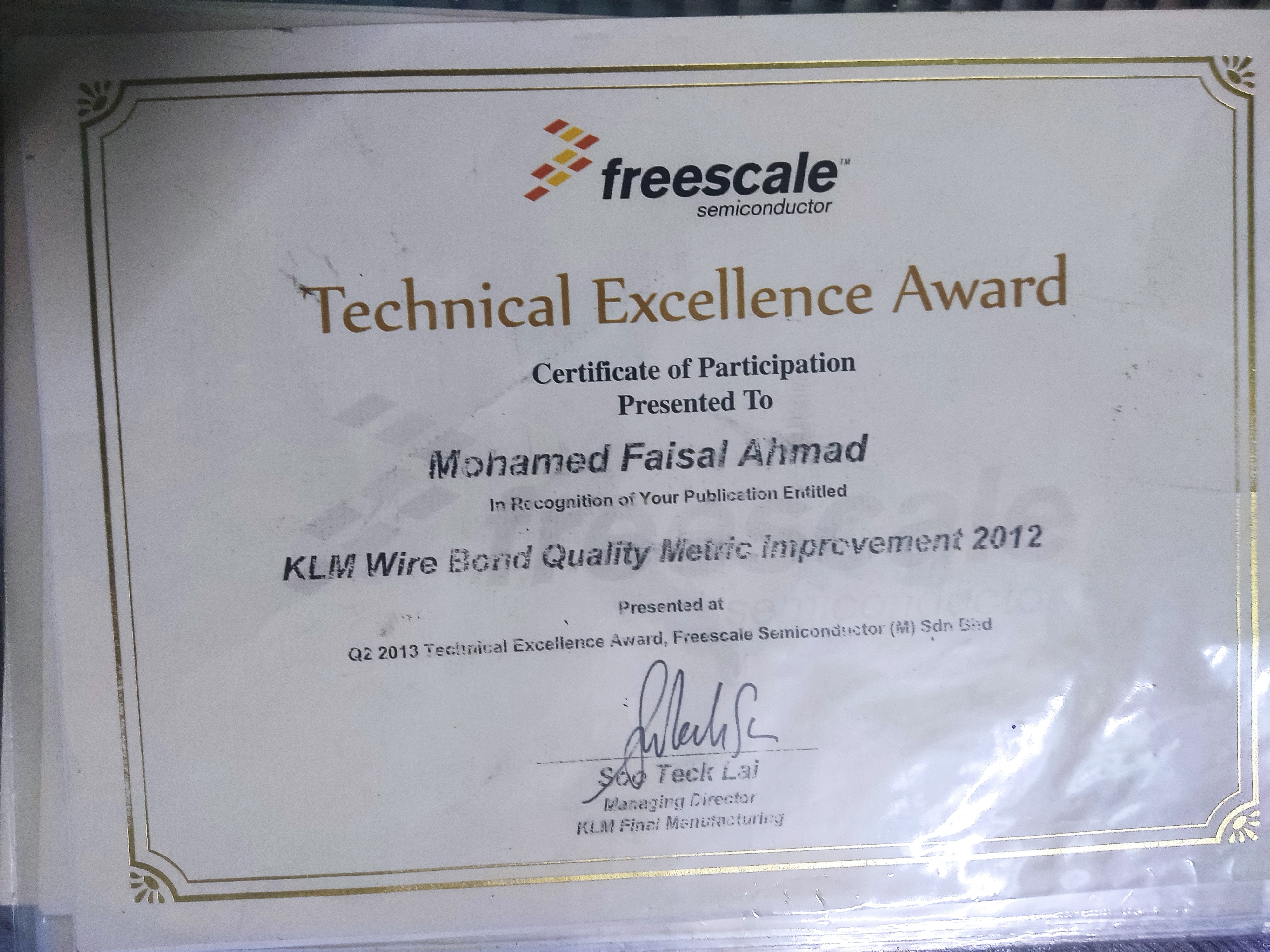  KLM Wire Bond Quality Metrics Improvement